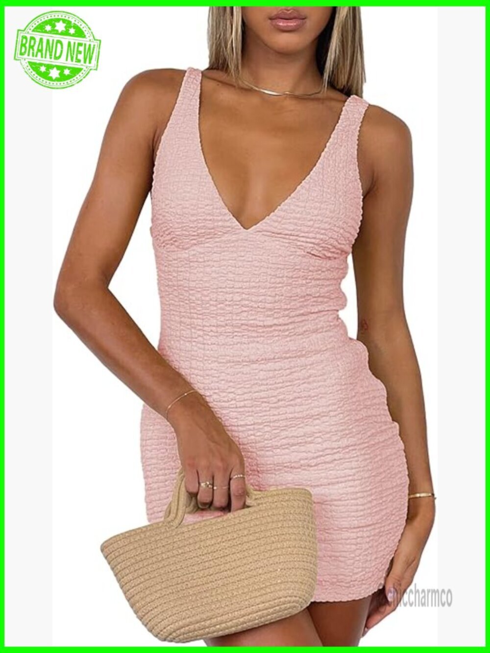 Sexy V Neck Sleeveless Bodycon Mini Dress for Night Out